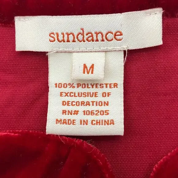 Sundance Velvet Embroidered Beaded Button Up Tunic Red Women Medium - Picture 2 of 9